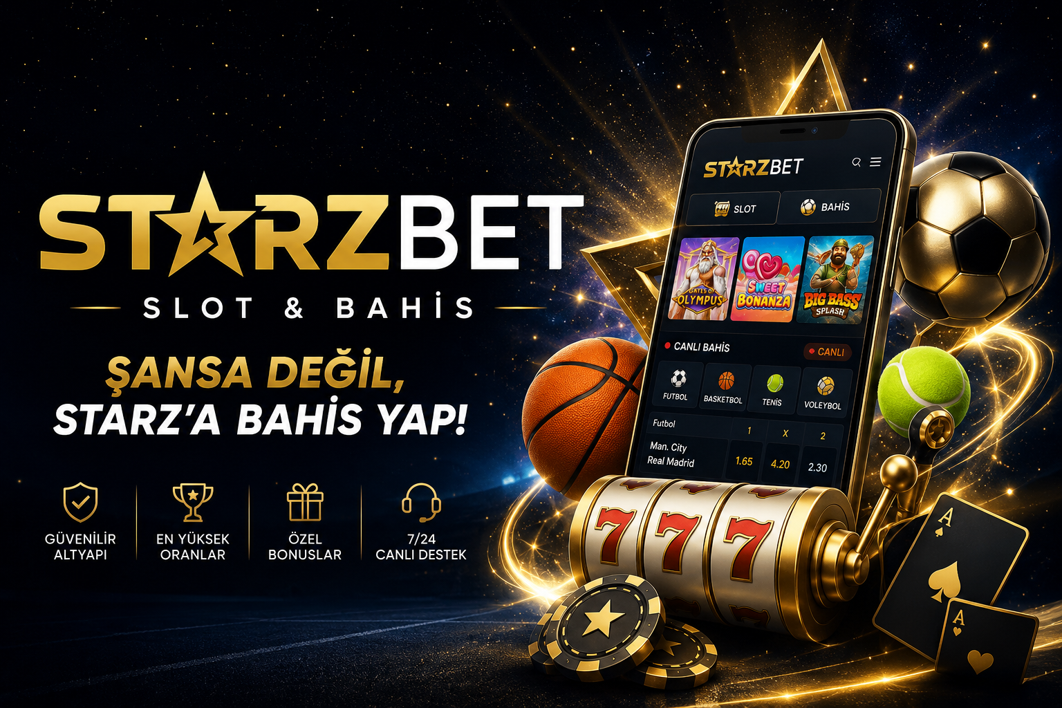 Starzbet slot ve canlı bahis tanıtım banner görseli